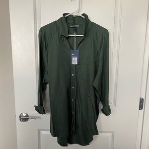 Dark green casual style button down top
